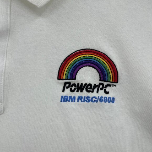 Vintage 90s IBM RISC Promo Rainbow Embroidered Polo Shirt Technology - Picture 2 of 8